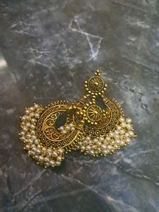 White Pearl Gold Plated Earings