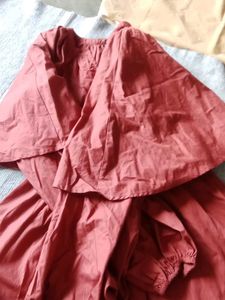 Red Dress with Cape Sleeves