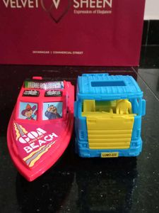 Vintage Toy Car and Boat Set - Goa Beach Theme