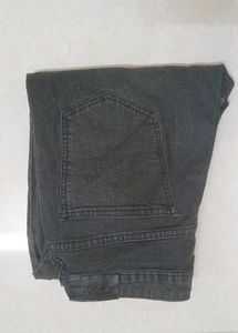 Dark Grey High Waist Straight Fit Denims