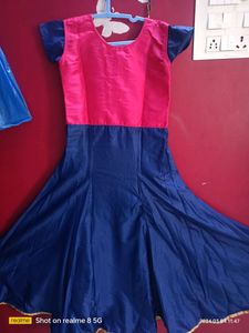 Girl&#39;s Pink &amp; Blue Embroidered Dress