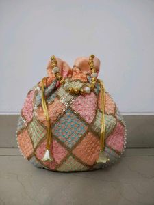 Pastel Multicolored Quilted Potli Bag