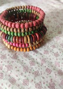Colorful Wooden Bead Bracelets