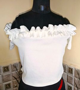 Size XL/ XXL 🎁Buy 2 Get 1 Free 🎁White Ruffle Top