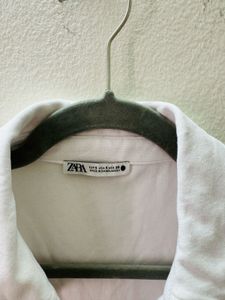 Zara White Fitted Collar Top