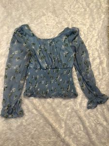 Vintage Blue Florals Smocked Top🌟