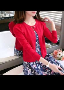 korean Red Knit Cardigan