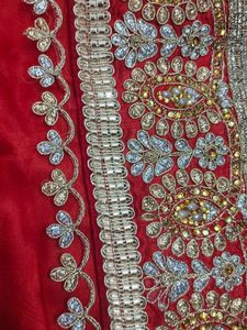 Red With Sandal Net &amp; Silk Saree