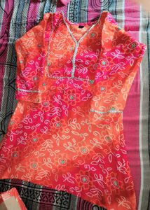 Orange Floral Kurta 🧡