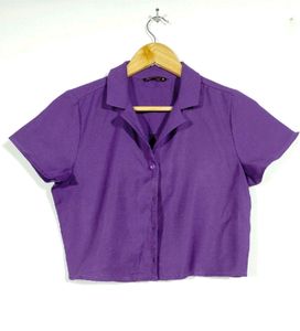 Dark Purple Coller Neck Crop Top 💜