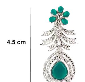 Rhodium Plated Artificial Stone Embed Drop Earing