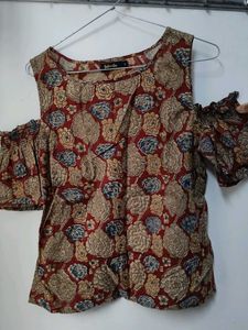 Fabindia Floral Cold Shoulder Top