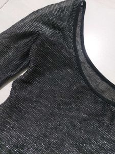 Black Shimmer Swimmer Top
