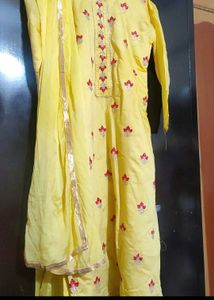 Yellow Sharara Suit With Dupatta For 36 Bust