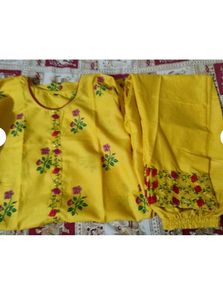 Yellow Embroidered Kurti Set
