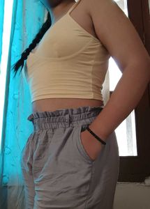 Cream Crop Top Cami Bra For Summers🍧
