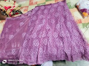 Purple Embroidered Unstitched Lehenga Choli