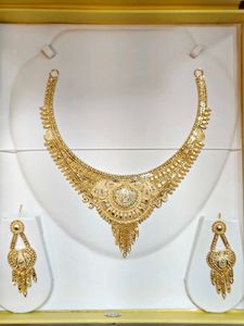 1 Gram Gold Plated Traditional Bridal Necklace Set