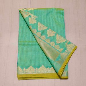 Elegant sea  Green Cotton Saree