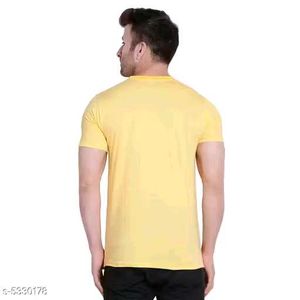 Yellow cotton round neck tshirt