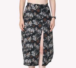 Floral Slit Midi Skirt