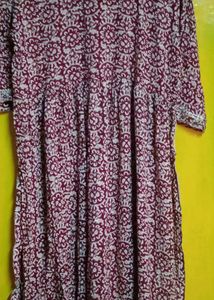 Maroon Floral Print Kurta
