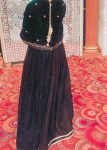 Elegant Black Velvet Embroidered Dress