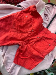 Red Denim Shorts