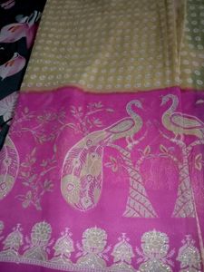 Soft Look Saree 💓 Pink and Beige Colour ✨