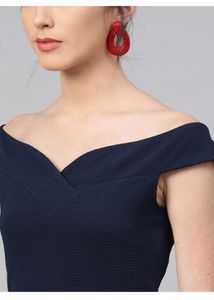 Athena Navy Off-the-Shoulder Dress