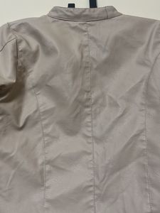 Beige Faux Leather Biker Jacket