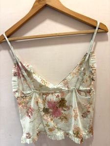Beautiful Floral Ruffle Mesh Top