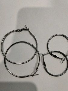 Silver Hoop Earrings Combo Of 2 Small And Big