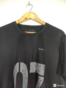 Zudio Black Round Neck Active Wear T-shirt (Women)