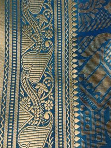 Blue &amp; Gold Silk Fabric