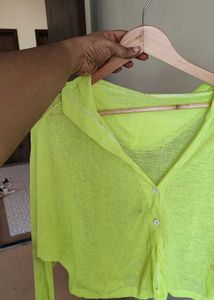 Neon Button Up Crop Top/Jacket