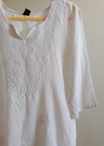 Chikankari Short Cotton Kurti