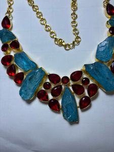 Bold Necklace Sky blue And Red