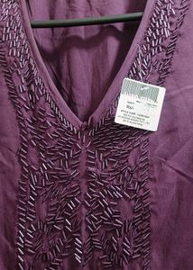 Purple Beaded Tunic Dress