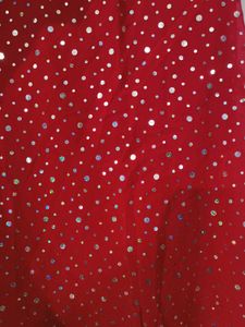 Red And Cream Baby Sari With Tikli Work
