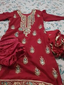 Elegant Red Embroidered Salwar Suit
