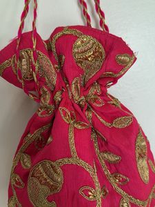 Pink Embroidered Potli Bag
