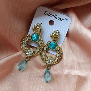 Teal & Crystal Statement Earrings