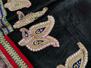 Elegant Green &amp; Black Saree