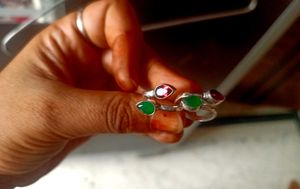 Gemstone Silver toe Rings