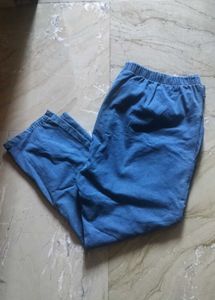 Blue Casual Denim Pants Plus Size
