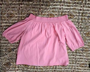 Branded Off Shoulder Pink Top
