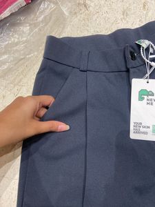 charcoal grey pleated parallel trousers