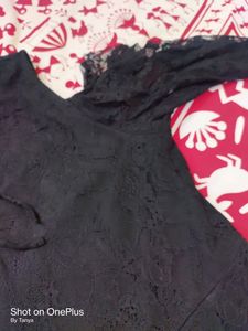 Black Net Cold Shoulder One Piece