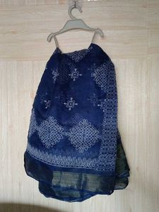 Blue Saree With Blouse Piece